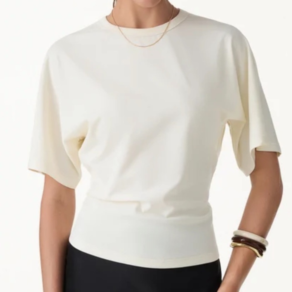 OGL Elevated Cotton-Blend Essential Tee Milk Cream Size Large New with Tags
